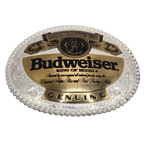 Budweiser Belt Buckle Gist Solid Bronze Bud Light Anheuser Busch Country Western - Picture 1 of 13
